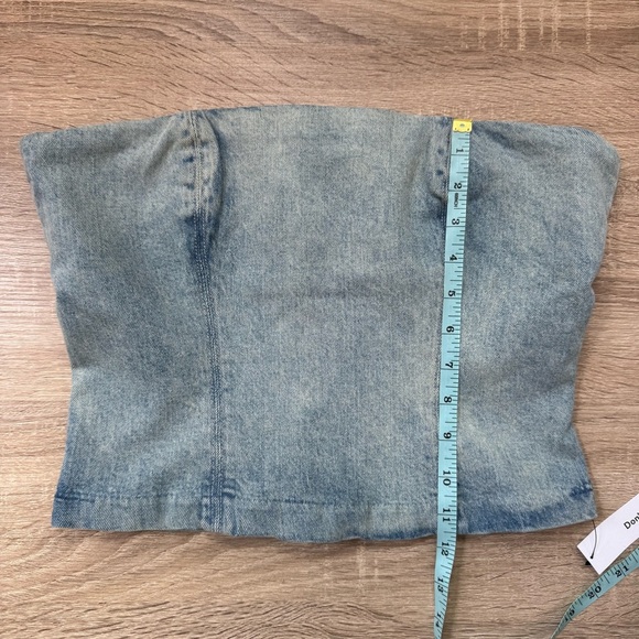 NWT Reformation Colleena Strapless Denim Top Jean Tube Sahara Blue 6 - Picture 10 of 16